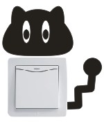 Vinilo decorativo pegatina pared interruptor, cristal, puerta, coche – gato