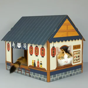 Casa y Rascador de cartón para gatos Sushi Bar