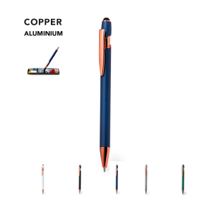 Bolígrafo puntero táctil de aluminio mate con detalles color cobre Ref: 20658