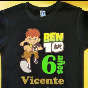 Camiseta de algodón personalizada para cumpleaños diseño infantil Ben 10