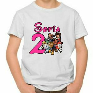 Camiseta de algodón personalizada para cumpleaños diseño infantil Patrulla Canina