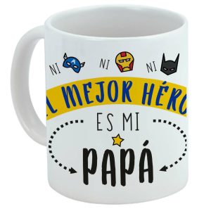 Taza para regalo para papá, día del padre, el mejor héroe es mi papá