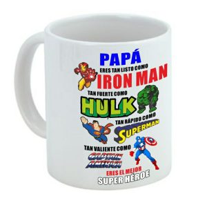 Taza para regalo para papá, día del padre, superhéroes Marvel DC