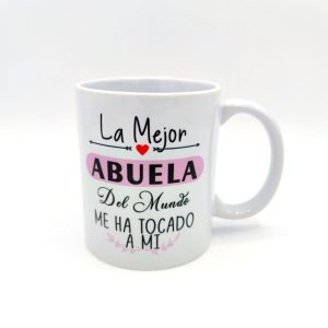 Taza de cerámica regalo para abuela, la mejor abuela  del mundo me ha tocado a mi