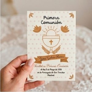 Tarjetas de invitación papel comunión