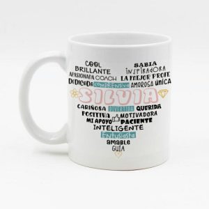 Taza de cerámica regalo para profe, regalo fin de curso, personalizada con nombre de profe