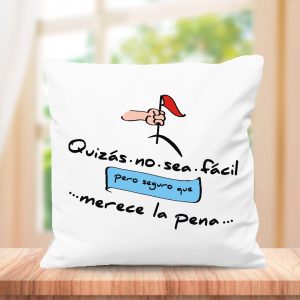 Cojin con frase original, medida 40x40cm con relleno
