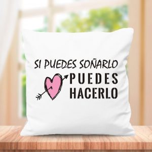 Cojin con frase original, medida 40x40cm con relleno