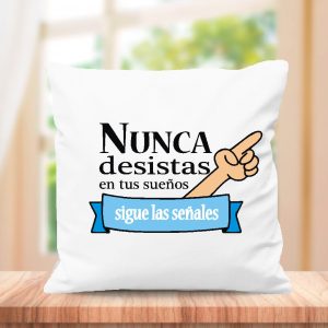 Cojin con frase original, medida 40x40cm con relleno