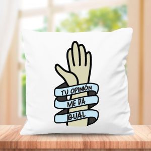 Cojin con frase original, medida 40x40cm con relleno