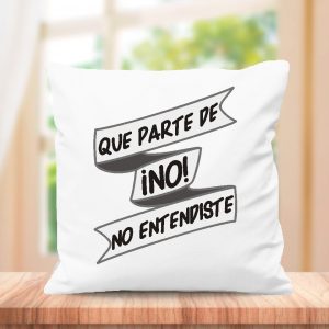 Cojin con frase original, medida 40x40cm con relleno