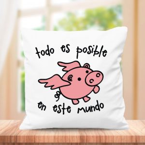 Cojin con frase original, medida 40x40cm con relleno