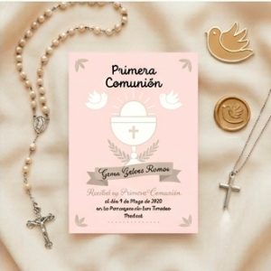 Tarjetas de invitación papel primera comunión