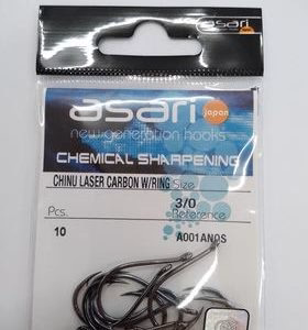Anzuelo asari chinu laser carbon W/Ring