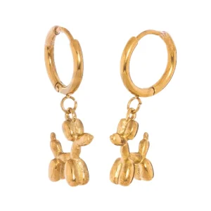 Pendientes arete Perro Caniche de Globos dorado