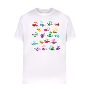 Camiseta de algodón, para profe, Huellas con nombres personalizables