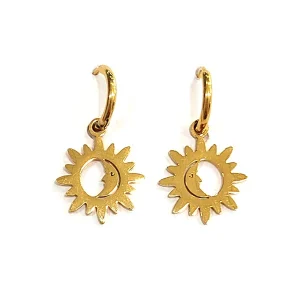 Pendientes arete Círculo Solilunar dorados