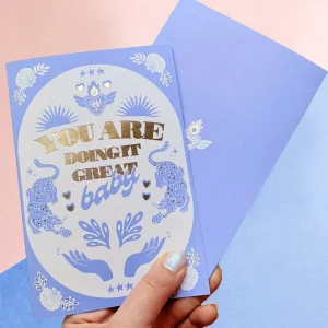 Tarjeta Doing Great azul de Laura Ortiz