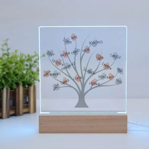Lámpara LED de Metacrilato, para profes, Árbol nombres personalizados