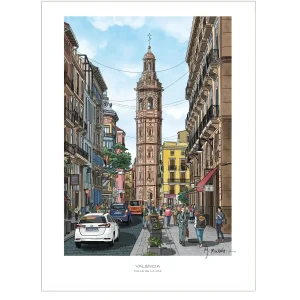 Print Calle La Paz de Valencia 50x70 cm.