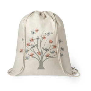 Mochila estilo nature de cuerda, para profe, Árbol de nombres, personalizado
