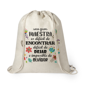 Mochila estilo nature de cuerda, para profe, una gran maestra