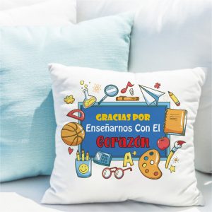 Cojín, para profe, gracias por enseñarnos con el corazón