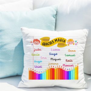 Cojín, para profe, Lápices con nombres personalizables