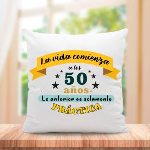 Cojín personalizado, 50 años, cumpleaños