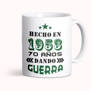 Taza de cerámica personalizada, cumpleaños, dando guerra