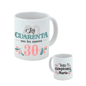 Taza de cerámica personalizada, cumpleaños, Los 40 son los nuevos 30