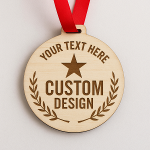 Medalla de madera Personalizada, 7cm de diametro