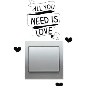 Pegatina vinilo decorativo para interrupor pared interruptor, frase – all you need is love