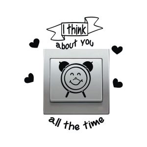Pegatina vinilo decorativo para interrupor pared interruptor, frase – i think about you all the time