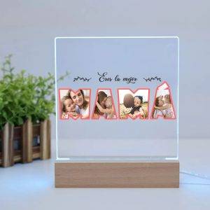 Lámpara LED de Metacrilato personalizable, Día de la madre, eres la mejor mamá