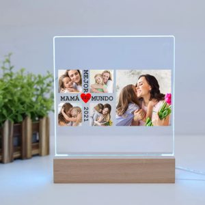 Lámpara LED de Metacrilato personalizable, Día de la madre, la mejor mamá del mundo
