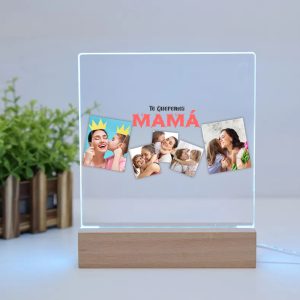 Lámpara LED de Metacrilato personalizable, Día de la madre, te queremos mamá