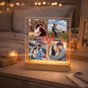 Lámpara LED de Metacrilato Personalizada, para enamorados personalizada