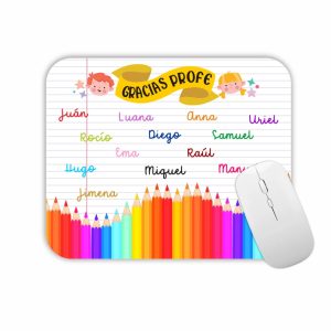 Alfombrilla de ratón para profe, regalo fin de curso, personalizado con nombres