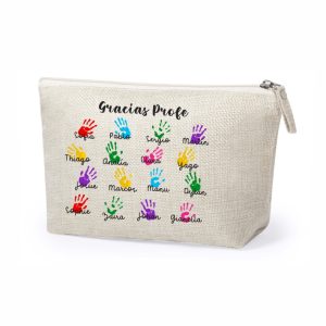 Neceser / estuche regalo para profe, fin de curso, personalizado con el nombre de la profe y alumnos