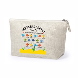 Neceser / estuche regalo para profe, fin de curso, personalizado con el nombre de la profe y alumnos