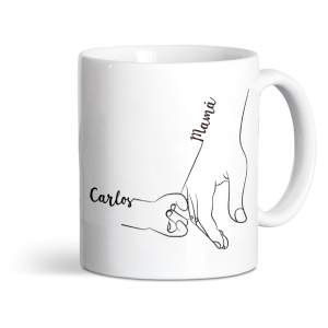 Taza de cerámica personalizada, Día de la madre, manos