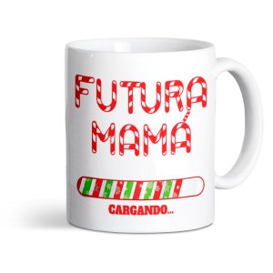 Taza de cerámica regalo para mamá, futura mamá cargando… Navideño