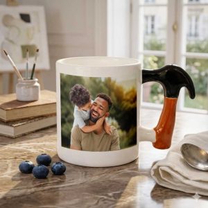 Taza de cerámica personalizada con asa de martillo