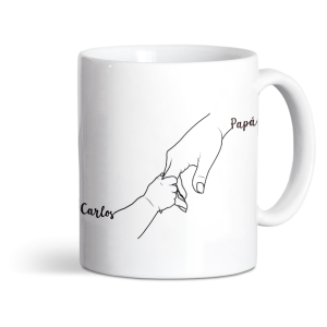 Taza de cerámica personalizada, Día del padre, manos